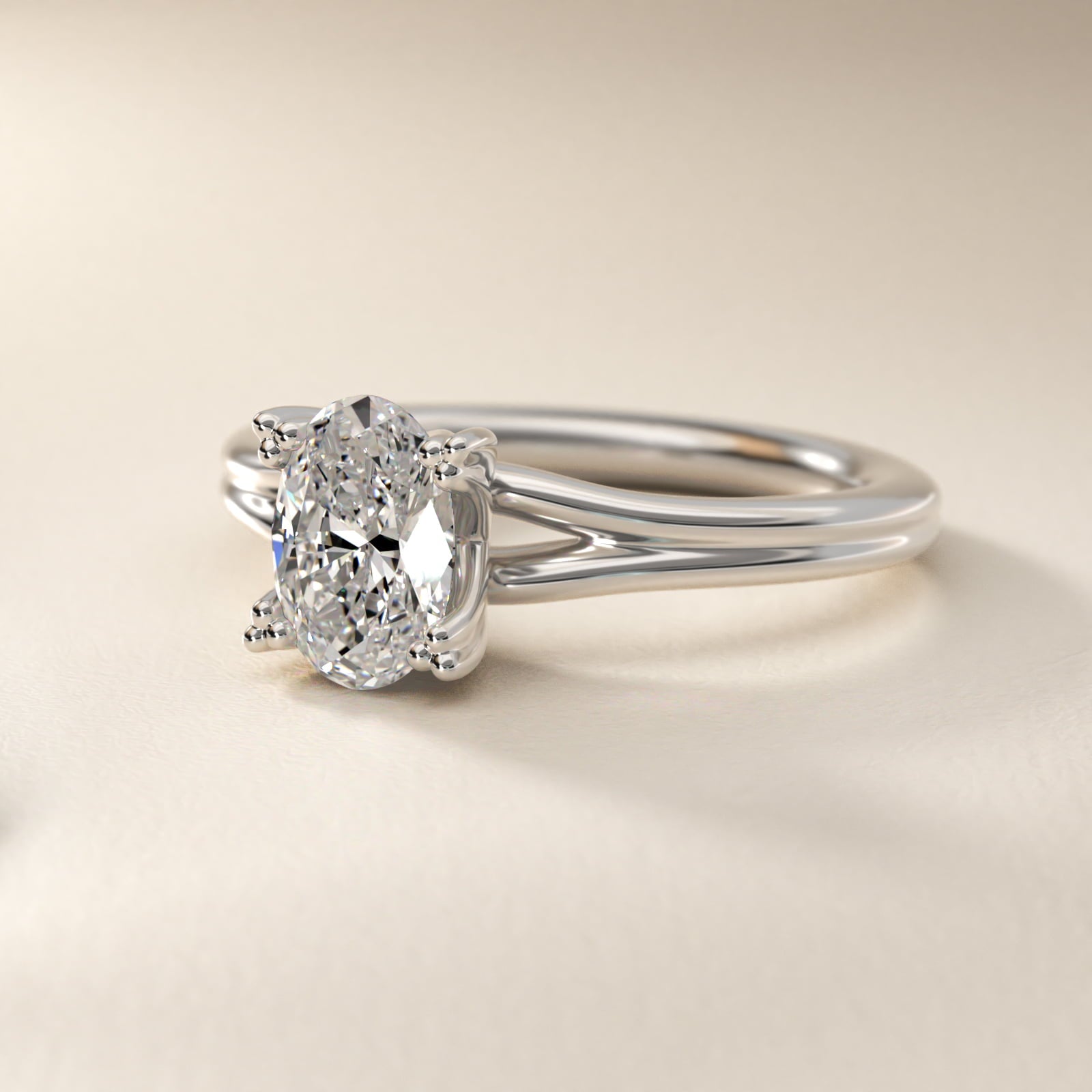 Woven Solitaire Engagement Ring In 18k White Gold By James Allen - Oval Center