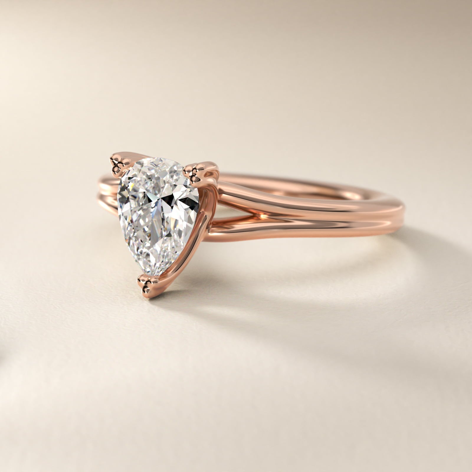 Woven Solitaire Engagement Ring In 18k Rose Gold By James Allen - Pear Center