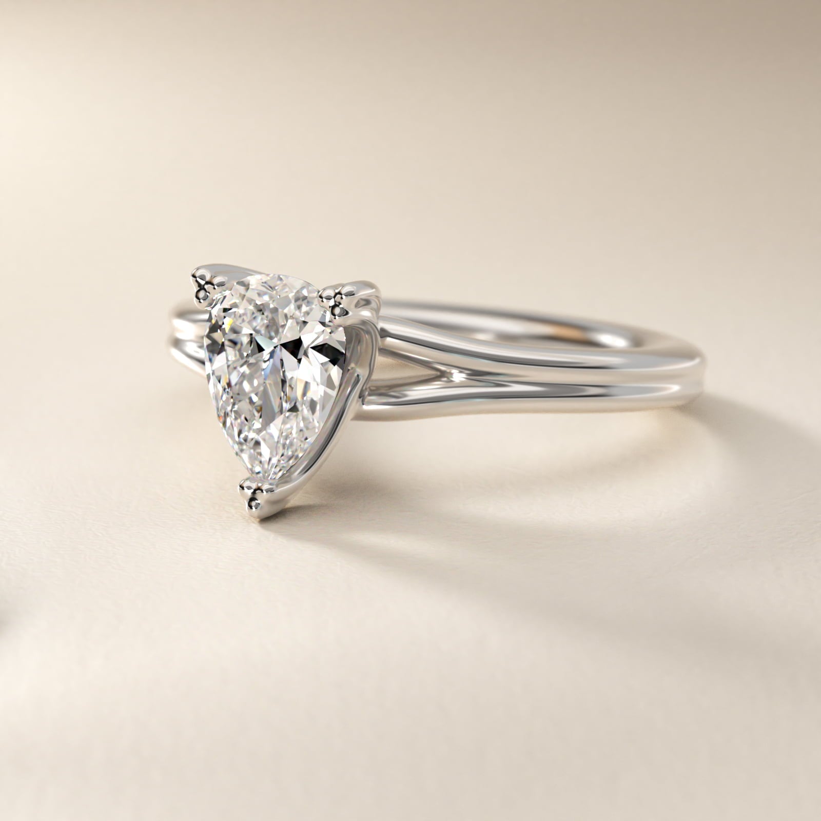 Woven Solitaire Engagement Ring In 14K White Gold By James Allen - Pear Center