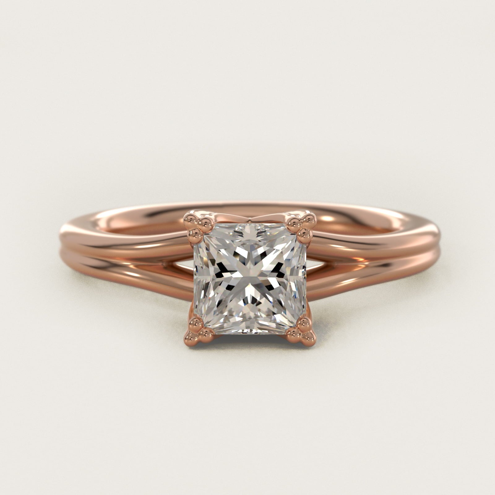 Woven Solitaire Engagement Ring In 14K Rose Gold By James Allen - Princess Center