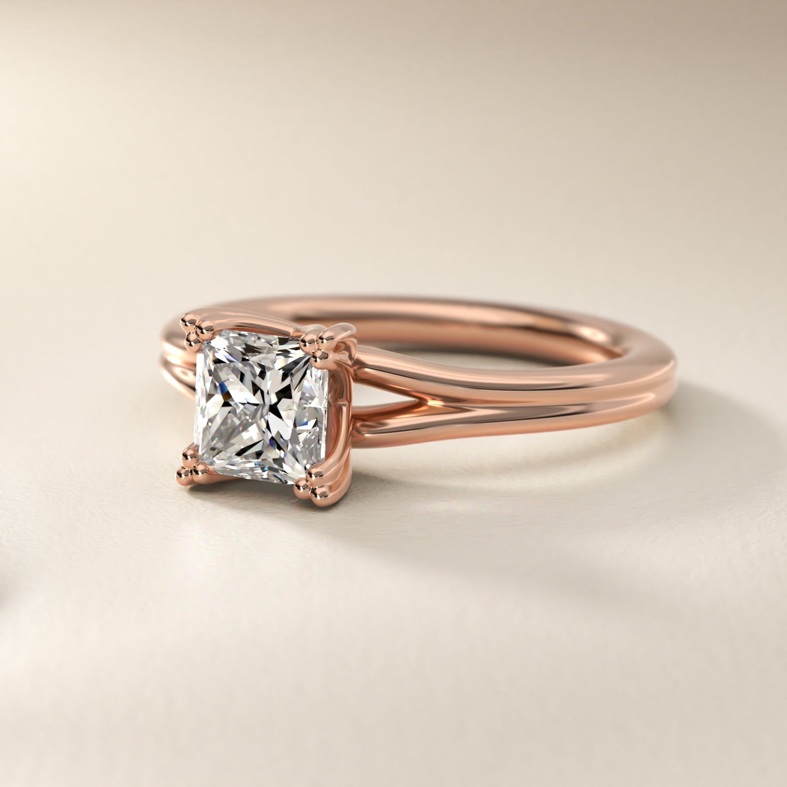 Woven Solitaire Engagement Ring In 18k Rose Gold By James Allen - Princess Center