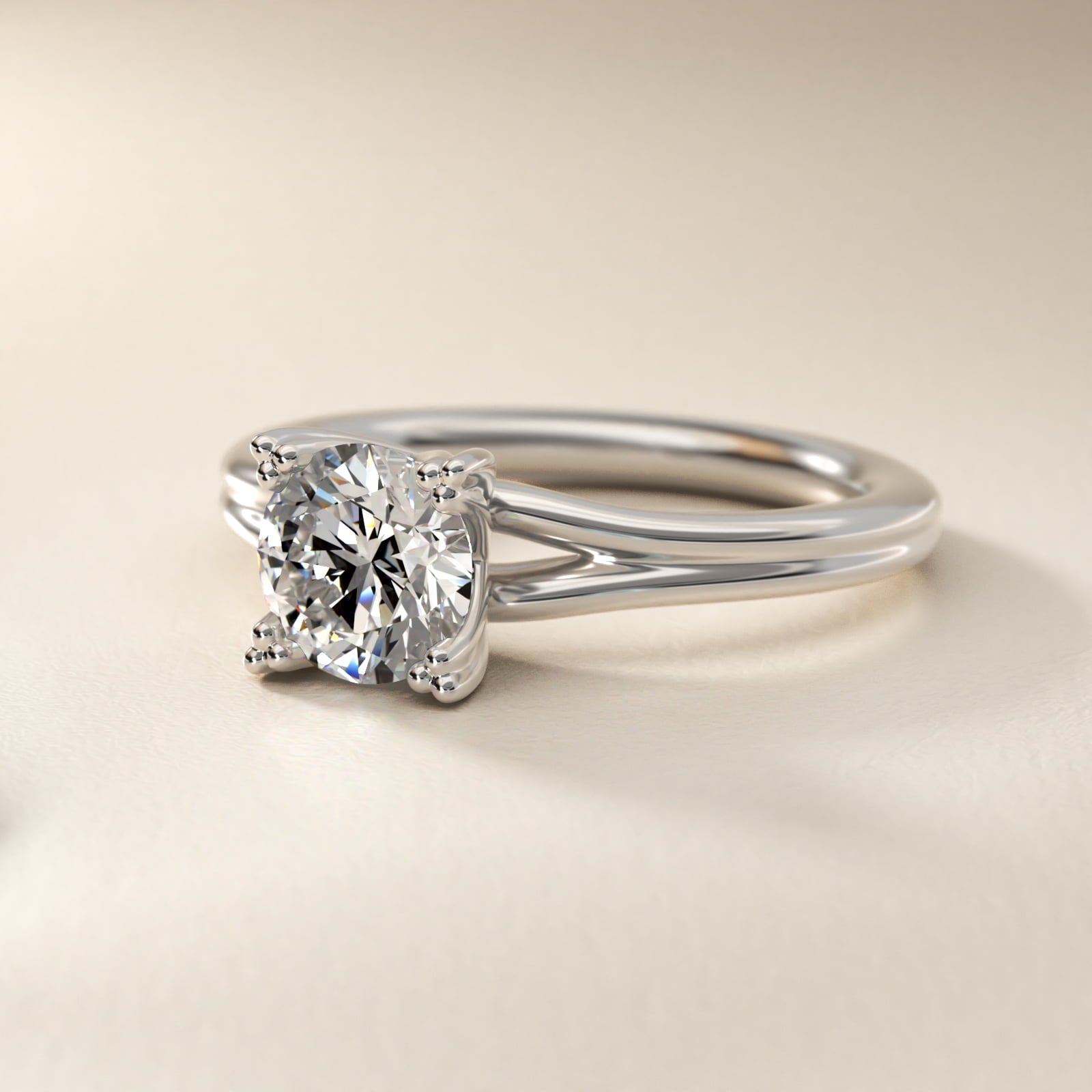 Woven Solitaire Engagement Ring In 14K White Gold By James Allen - Round Center