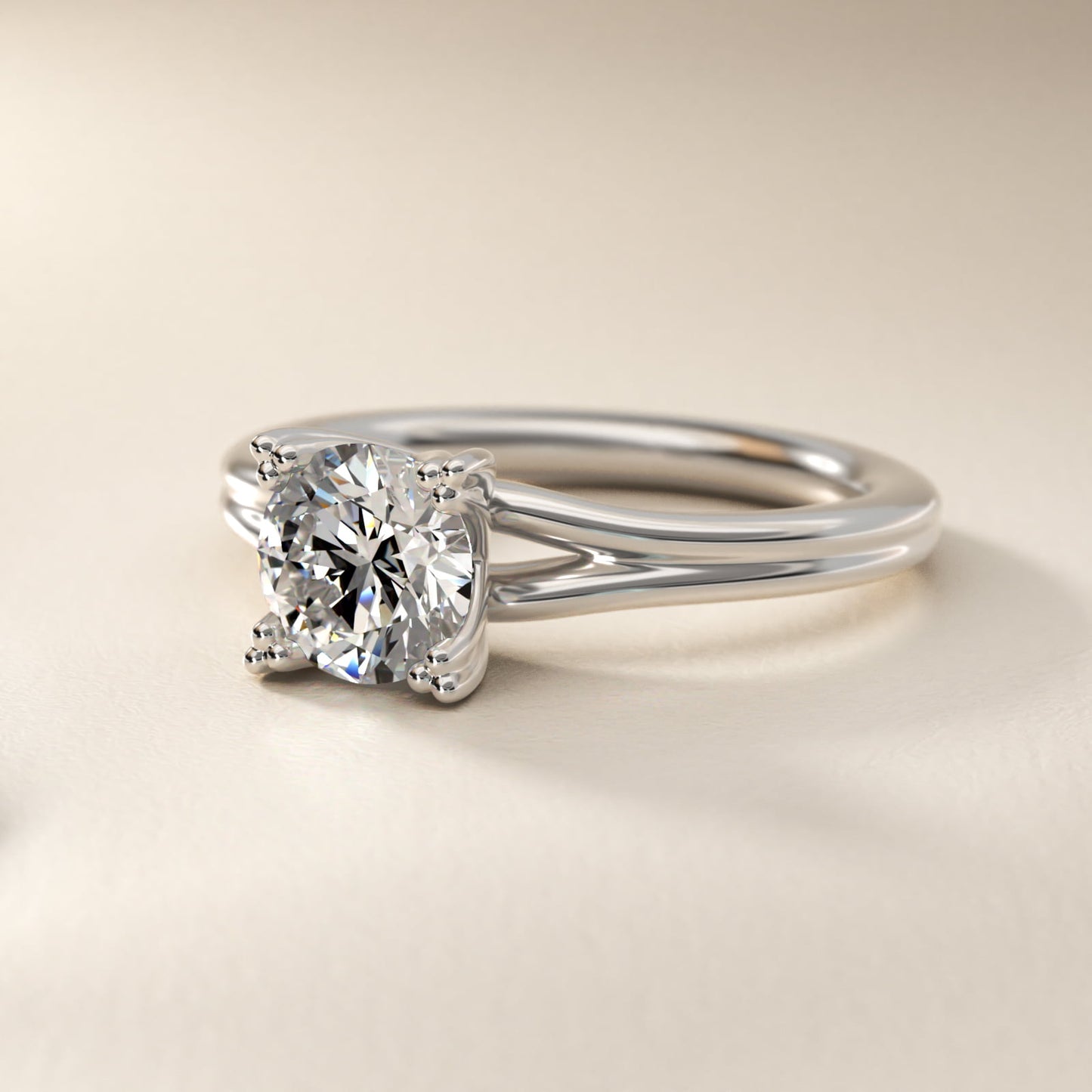 Woven Solitaire Engagement Ring In 18k White Gold By James Allen - Round Center